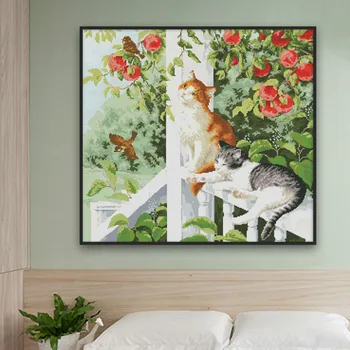 

Stamped Cross Stitch Kits Full Range of Embroidery Starter Kits for Kids Adults Beginners Cute Cat DIY Craft Set
