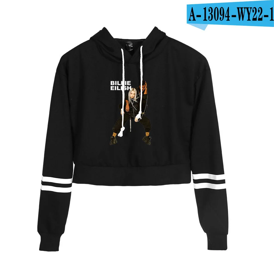 Красивый кроп Топ Billie Eilish толстовка с капюшоном, женские толстовки высокого качества Весна осень сексуальные толстовки Billie Eilish одежда - Цвет: Многоцветный