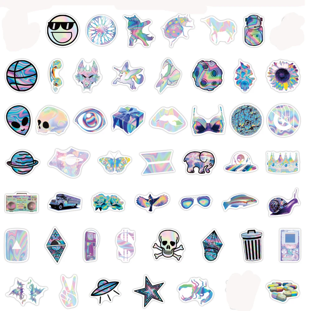 10 30 50pcs mixed vsco holographic laser cartoon stickers laptop guitar luggage phone waterproof graffiti sticker decal kid toy stickers aliexpress