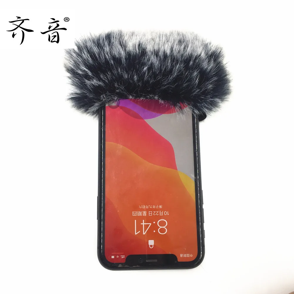 цена Outdoor Artificial Fur Wind phone mic  recording Microphone Cover Muff Windscreen For Iphone 7 8 X XE 11 12 For Xiaomi ForHuawei