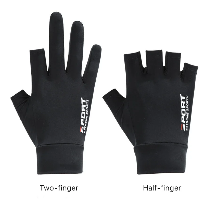 Gloves Men Women Summer Ice Silk Sun Protection Driving Nonslip Breathable Thin Fingerless Cycling Fishing Two Half Fingers cycling gloves fingerless gloves fishing gloves sports gloves half finger gloves sunscreen gloves fingerless gym gloves fingerless compression gloves male gloves