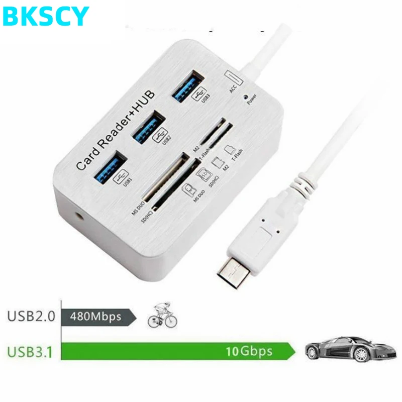 Bkscy usb type C концентратор USB 3,1 к usb-концентратор с несколькими портами 3,0 для Macbook Ноутбук SD/TF/M2/MS конвертер адаптер для Macbook pro type c концентратор