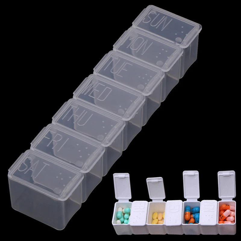 7 Days Weekly Pill Case Storage Dispenser Medicine Storage Tablet Splitters Pill Box 2/7 Solt Pill Case