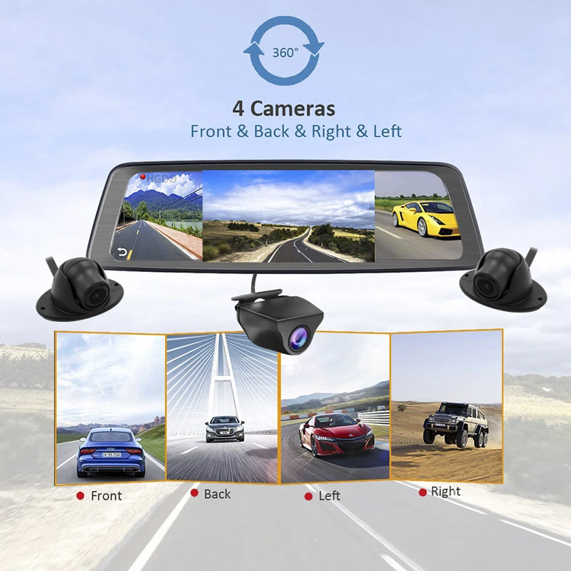 2020 HGDO 4-kanałowy obiektyw 4G 10 "kamera samochodowa GPS  wideorejestrator 1080P Wifi lusterko wsteczne kamera na deskę rozdzielczą  Auto rejestrator z mocowaniem - AliExpress Automobiles & Motorcycles