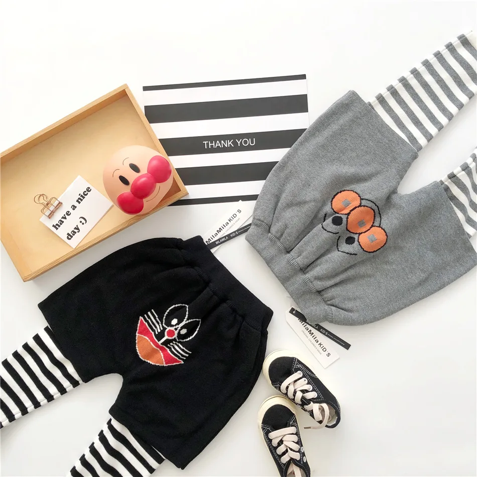 Tonytaobaby/новая осенне-зимняя одежда для мальчиков и девочек; детская одежда; полосатые хлопковые брюки для мальчиков