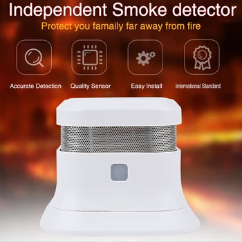 

Smoke Detector Sensor Independent Anti-Fire Smoke Sensor Battery Operated Ceiling Sensor Home Security System White