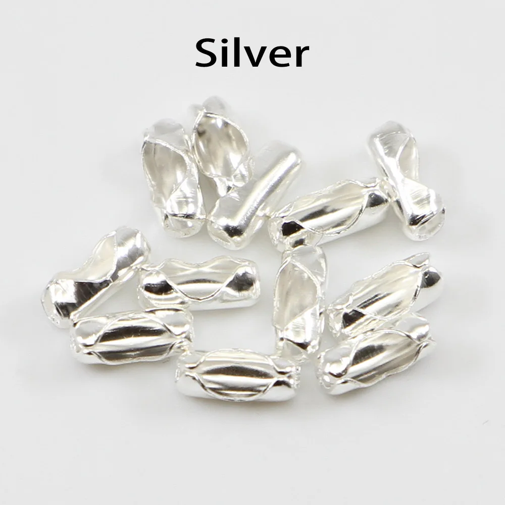 Silver 200 шт./партия 1,5/2,0/2,4/3,2 мм соединения шаровой цепи застежки золото/серебро для самостоятельного изготовления браслетов Цепочки и ожерелья ювелирные изделия бисерная цепочка для изготовления - Цвет: Silver