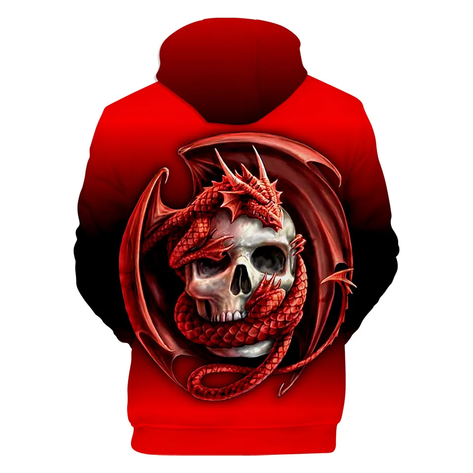 hot sales 2019 new style skull 3d digital printing hoodie
