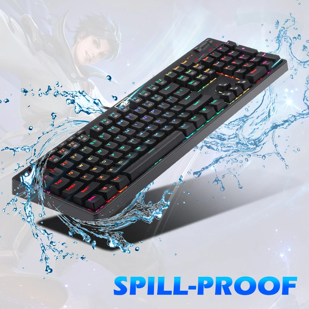 Redragon K579 RGB USB Механическая игровая клавиатура синий переключатель со светодиодной подсветкой 104 ключ анти-ореолы проводной ПК Компьютерная игра