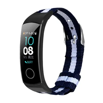 

Kinganda Luxury Nylon Strap Watch For Huawei Honor Band 5/4 Band Fabric Strap Watch Loop Band Metal Wristband Big Discount