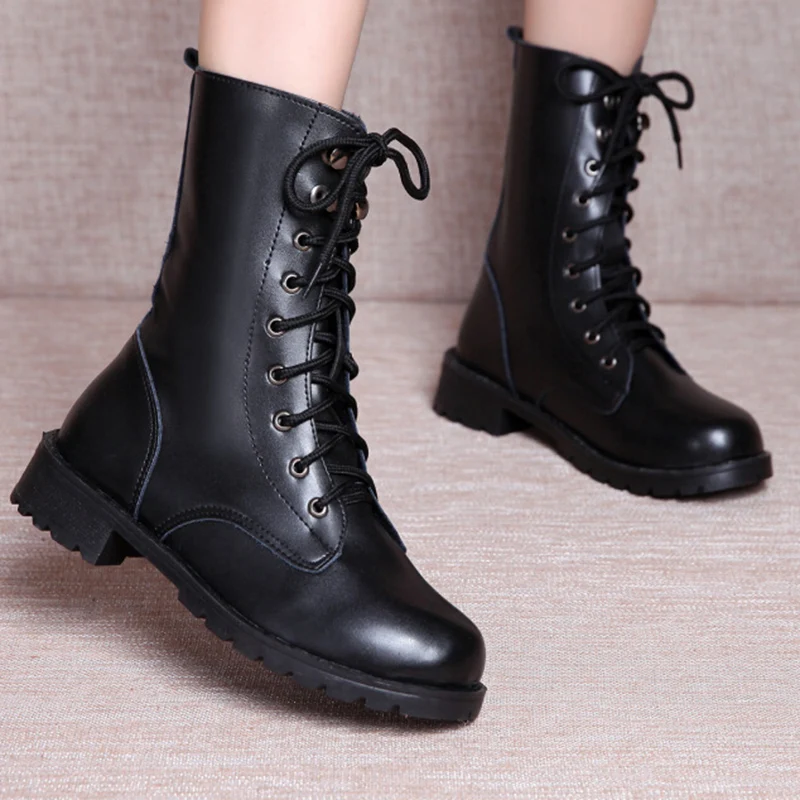 2019 Women Autumn Boots Leather Ankle Short Casual Botas Nonslip Western Women Boots Cowboy