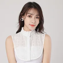 Новая Женская осенне-зимняя Базовая хлопковая рубашка с оборками с отворотами, винтажный воротник с фальшивым воротником, кардиган на пуговицах, блузка, топы