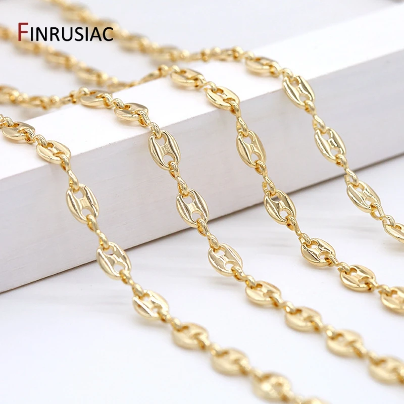 

14K Gold Plated Brass Metal Cable Chains Double Hole Splicing Chain DIY Jewelry Making Components Chain Accessories