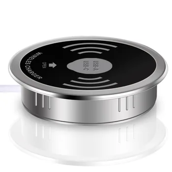 

10W Embedded Desktop Wireless Charger QI Smart Furniture Office Wireless Fast Charger USB Type-C Multiple Coils