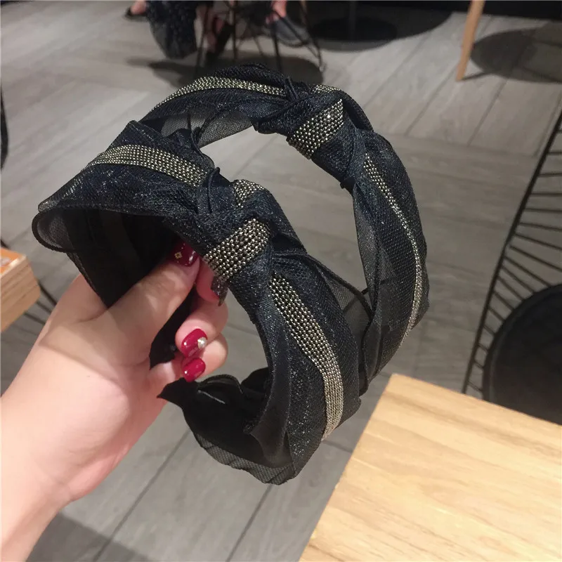 Модный корейский стиль кружева горный хрусталь hairband для женщин девочек мода сексуальный простой Кристальный обруч для волос аксессуары для волос