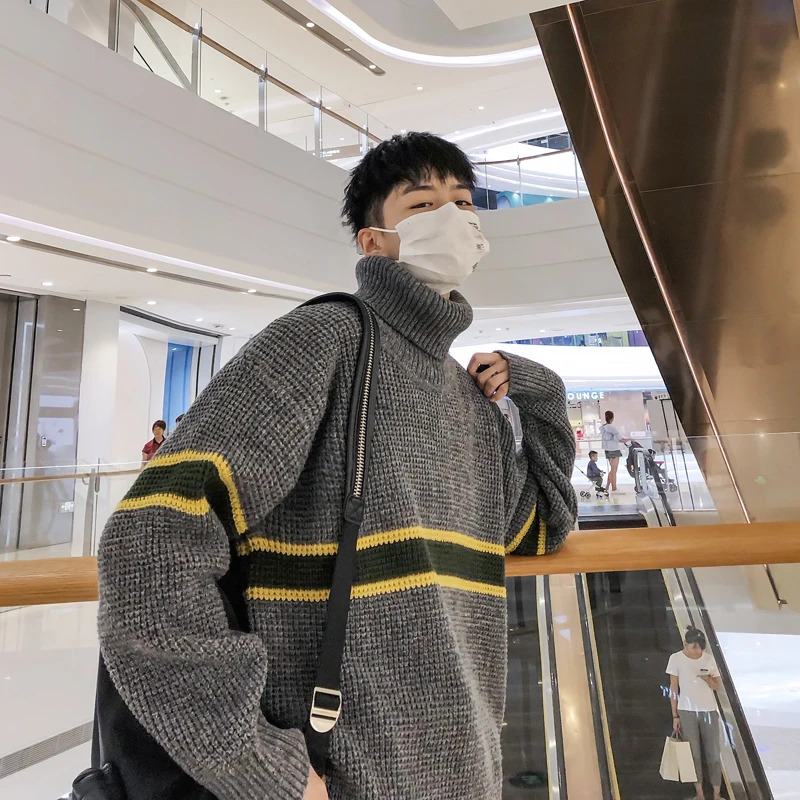 Winter Thick High Collar Sweater Men Warm Fashion Casual Knit Sweaters Man Sweter Clothes Loose Long Sleeve Pullover Men M-2XL Winter Thick High Collar Sweater Men Warm Fashion Casual Knit Sweaters Man Sweter Clothes Loose Long Sleeve Pullover Men M-2XL