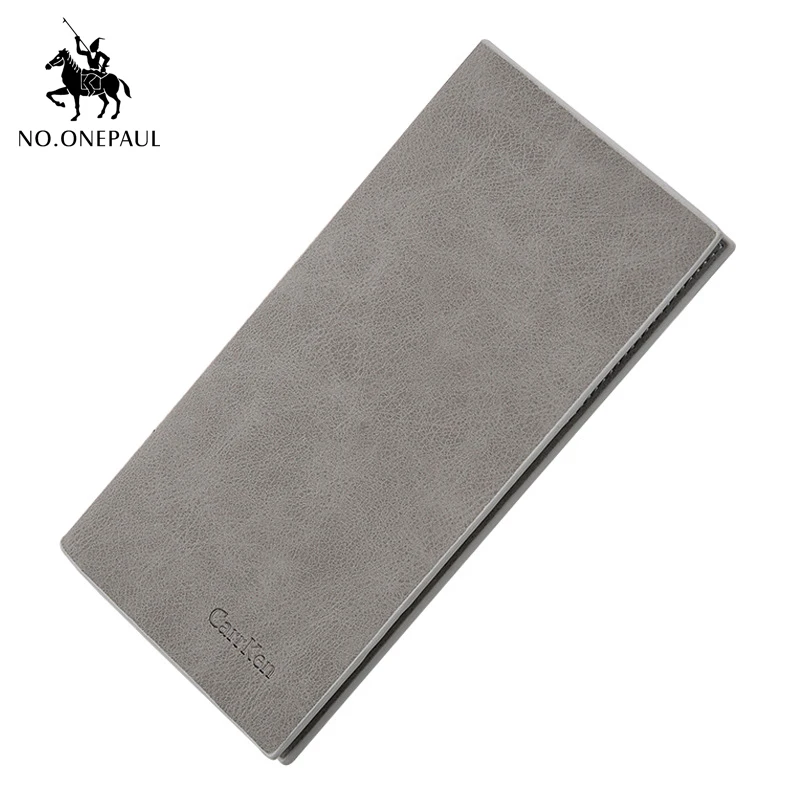 

NO.ONEPAUL 2020 New Men's long retro long wallet youth multi-card slot ultra-thin wallet soft leather clip matte leather wallet