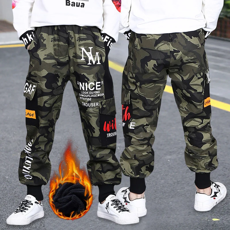 Wool Cargo Pants for Boys Cotton Fleece 