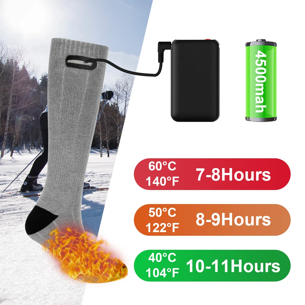 

Heating Sock Three Modes Elastic Comfortable Water Resistant Electric Warm Sock Set Winter Warm Outdoor Socks Thermal Socks