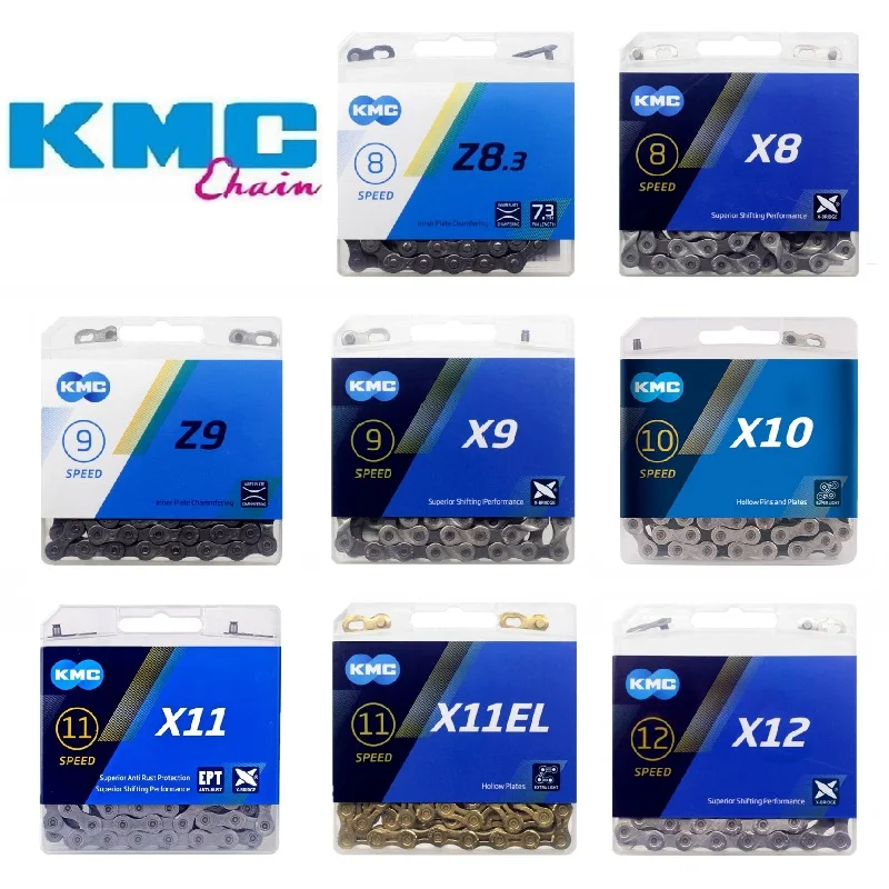 Цепи KMC Z8.3 X8 X9 Z9 X10 X11 X11EL X12 116 118 126L звенья MTB цепь для дорожного велосипеда 6 7 8 9 10 11 12