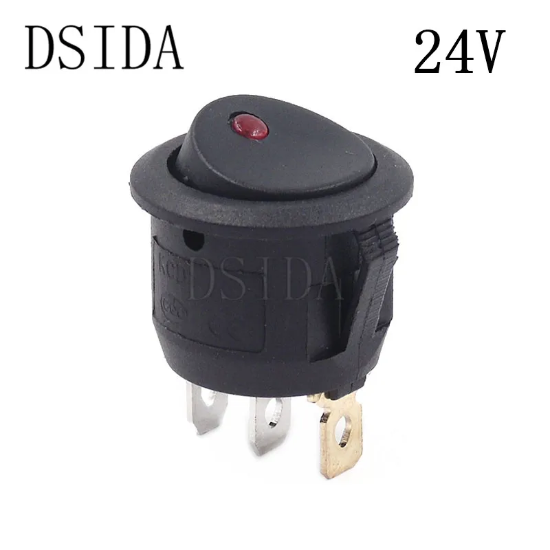 24V Red Light ON/OFF Round Rocker Switch LED illuminated Car Dashboard Dash Boat Van 12V 24V / 6A 250V / 10A 125V 2/3/4PIN Switch 20MM ON-OFF - Цвет: 24V Red Light