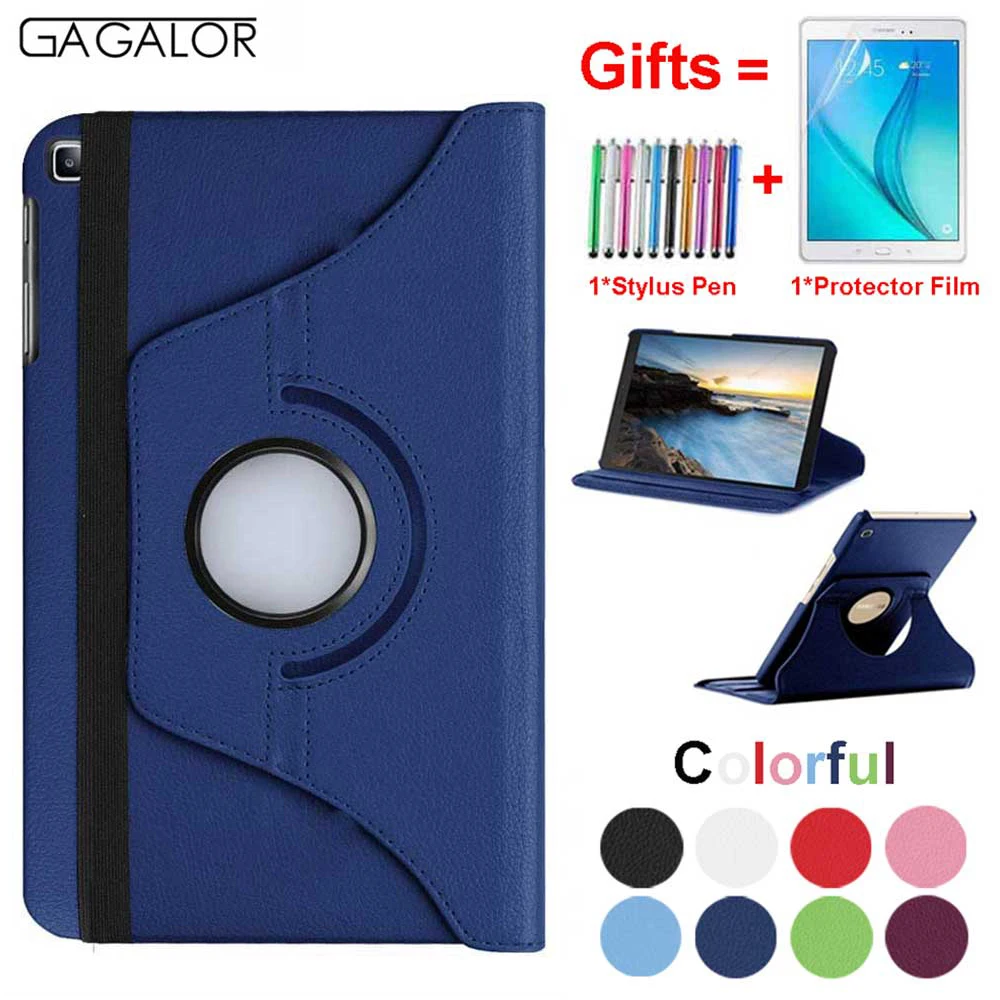 

For Samsung Galaxy Tab A 10.1 2019 Case Tablet SM-T510 SM-T515 T510 T515,Slim PU 360 Rotating Folio Stand Cover With Pen+Film