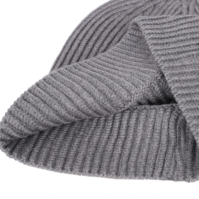 Autumn and winter new men's knitted cotton hats warm comfortable solid color fashion ski caps women's skullies|Мужская Skullies &