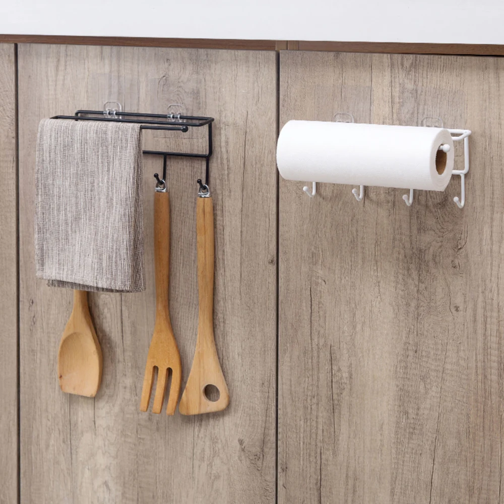 Кухонный Органайзер прочная настенная железная стойка для хранения рулон бумажный держатель для вывешивания на шкаф полка полотенца для ванной вешалки