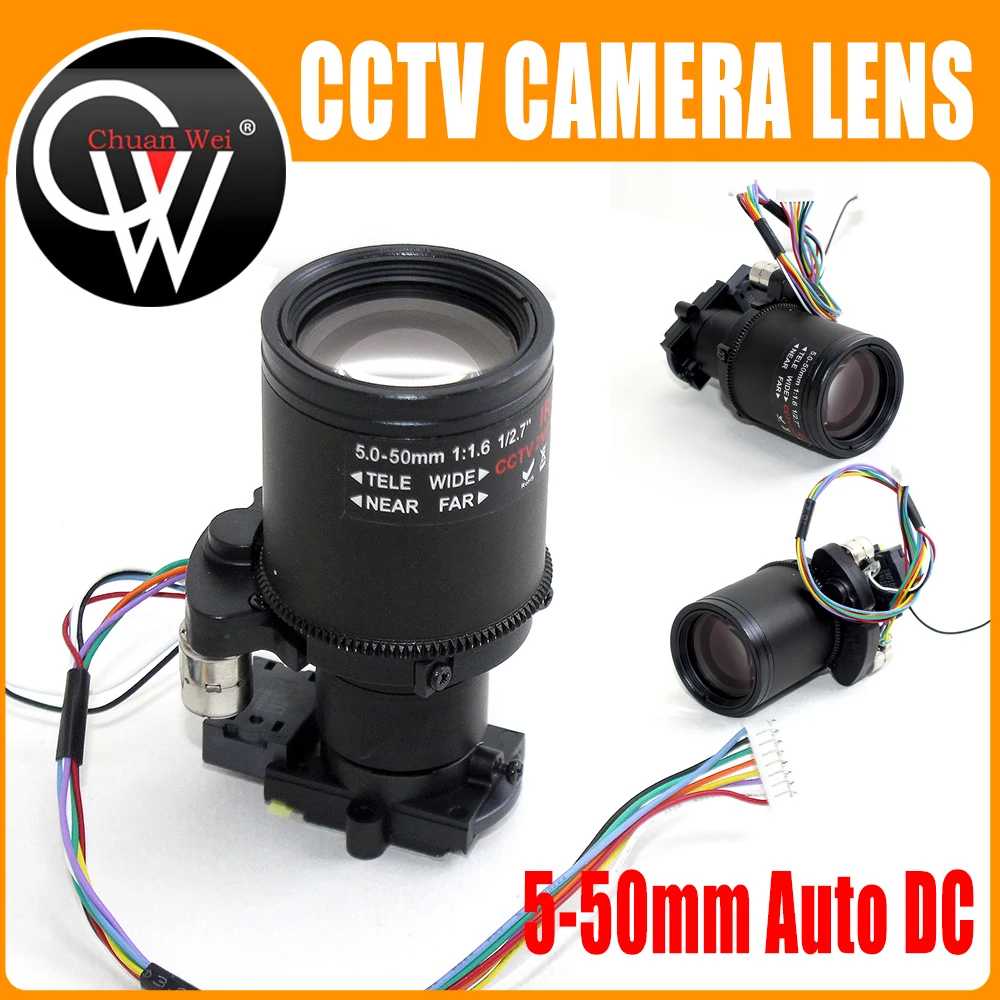 Visão de Longa Distância com Zoom Motorizado e Foco para 1080 Megapixel Motor Varifocal Lente 5-50mm D14 dc Iris p – 5mp Ahd Câmera ip 2