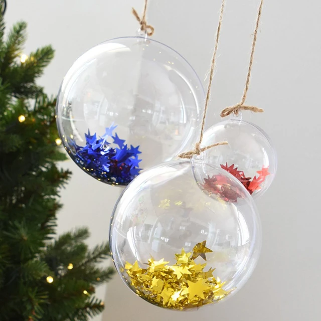 Bola de plástico transparente para manualidades, adornos rellenables para  fiesta de Navidad, esfera para manualidades, 10 unidades - AliExpress