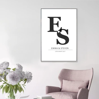 

Canvas Paintings Personalized Initials Love Print Anniversary Posters Mono Wall Art Pictures Bedroom Wedding Home Decor