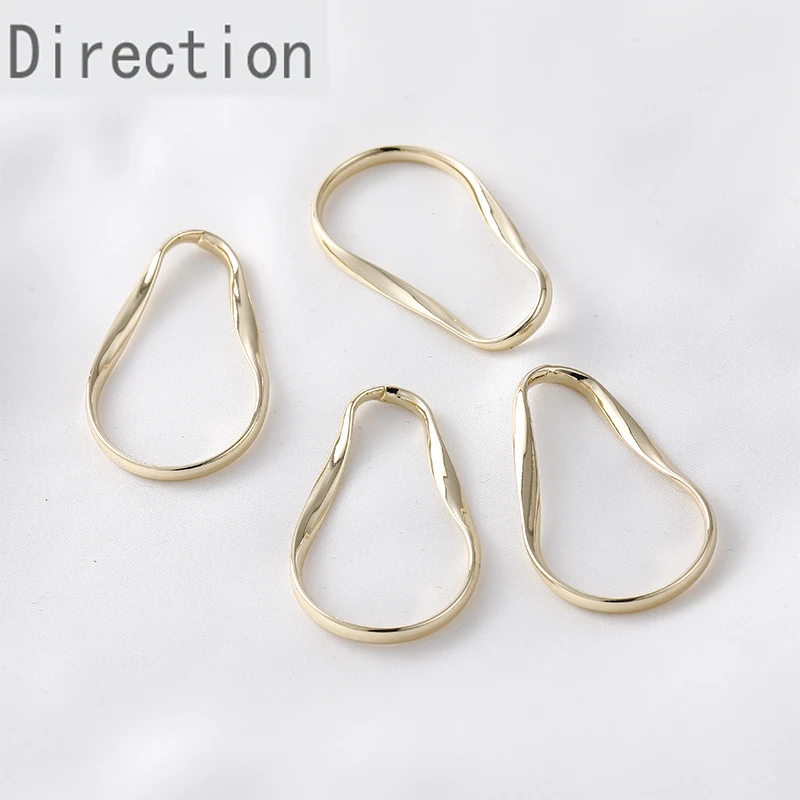 14K gold-covered simple and versatile irregular hollow twisted minimalist style diy handmade earring material accessories