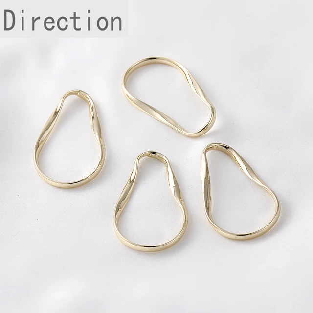 14K gold-covered simple and versatile irregular hollow twisted minimalist style diy handmade earring material accessories 1