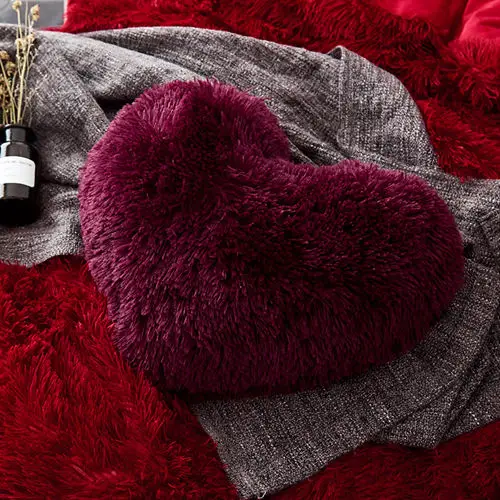wine red pillow 4 шт./компл. Зима; теплые плюшевые ботинки; наборы роскошного постельного белья с длинными волосами с длинным ворсом, искусственным мехом, постельное белье, двуспальная королева комплект постельного белья - Цвет: wine red pillow