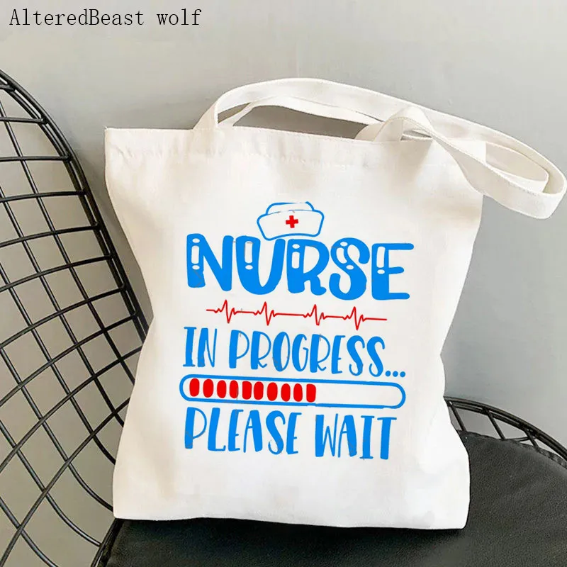 Women Shopper bag Nurse Floral Printed Kawaii Bag Harajuku Shopping Canvas Shopper Bag girl handbag Tote Shoulder Lady Bag