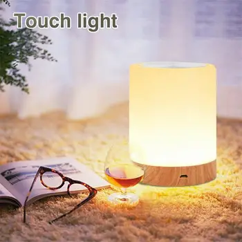 

Led Touch wood grain Night Light USB Rechargeble Table Bedside Nursing Lamp 6Colors Light adjustable baby sleep room Night Lamp