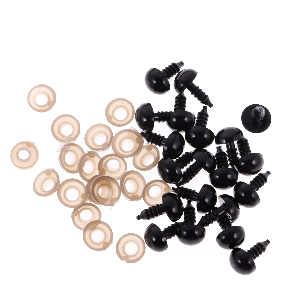 

100 Pieces Black Plastic Safety Eyes With Washers For Doll DIY Making 6-12mm