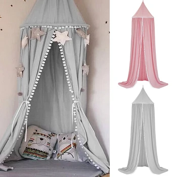 

Cotton Baby Room Decoration Balls Mosquito Net Kids Bed Curtain Canopy Round Crib Netting Tent Photography Props 250cm