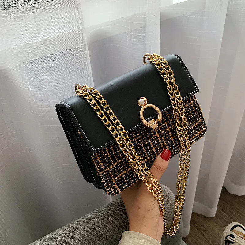 19 CM Black Элегантный женский манжет мини квадратная сумка Новая высококачественная женская дизайнерская сумка из искусственной кожи с цепочкой - Цвет: 19 CM Black