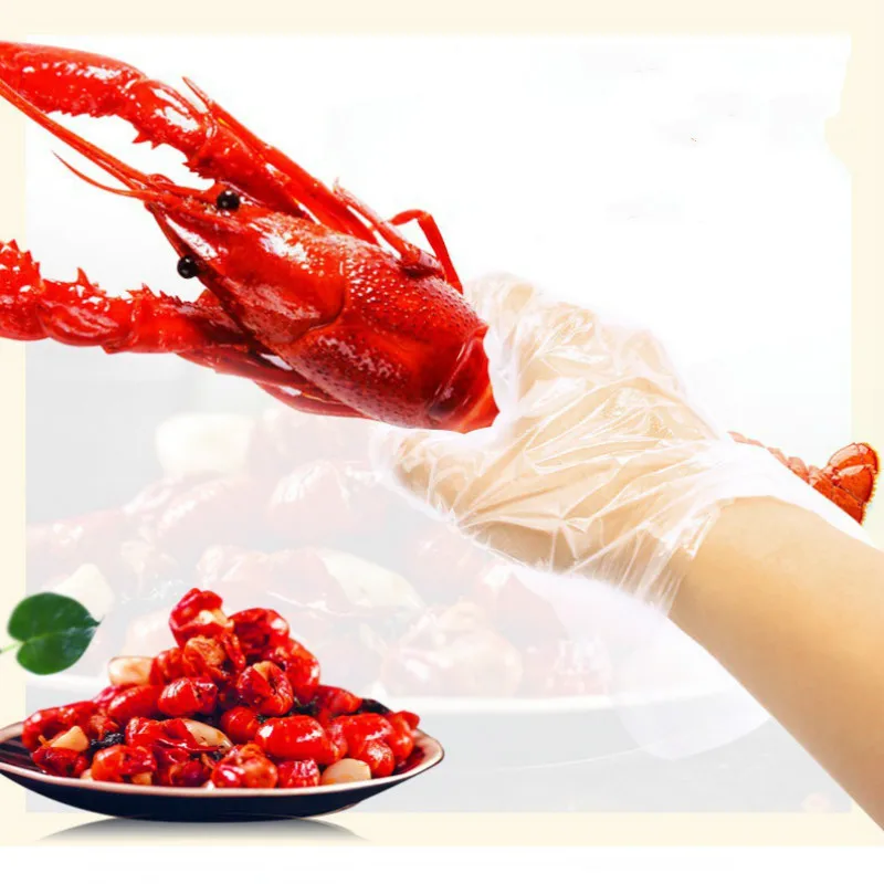 250 pairs of individual packages disposable sanitary gloves transparent plastic pe kitchen food store takeaway protection hand