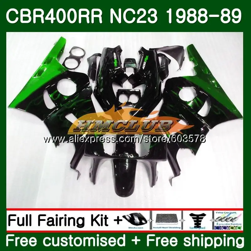 CBR400 RR для HONDA NC23 CBR400RR 1988 1989 1990 1991 1992 1993 96CL. 0 CBR 400 RR 400RR 88 89 90 91 92 93 Обтекатели зеленый пламя