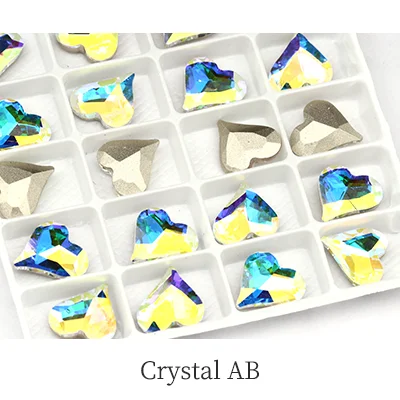 Crystal AB Светильник Siam в форме сердца с точечной спинкой, стразы для дизайна ногтей K9, стеклянные стразы, кристалл, клей на одежду, ремесла, ювелирные изделия - Цвет: Crystal AB
