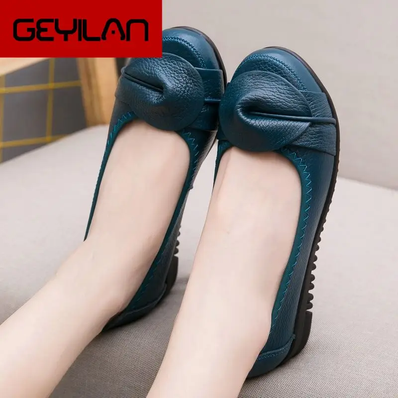 

2019 Women Shoes Woman Genuine Leather Flat Shoes Fashion Loafers Female Casual Shoes Women Flats Plus Size 35-41