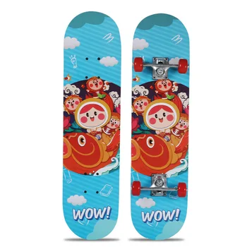 

78cm Maple Skateboard Shock Absorption Scooter Skate Board Printed Children Adult Four-Wheel Skateboard Double Snubby Longboard