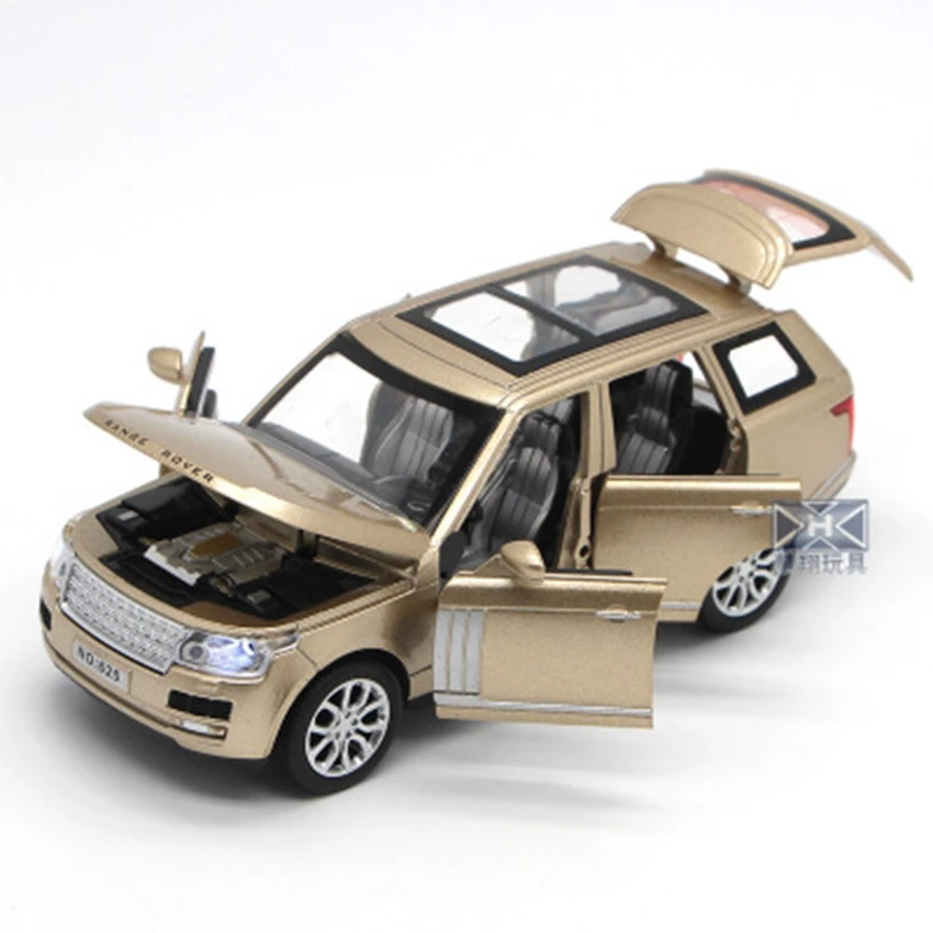 1:32 Land Rover Range Rover, модель автомобиля из сплава, светильник, музыка, спина до 6, открытая дверь, отлично работает, прозрачный автомобильный Топ, игрушки, подарки на день рождения
