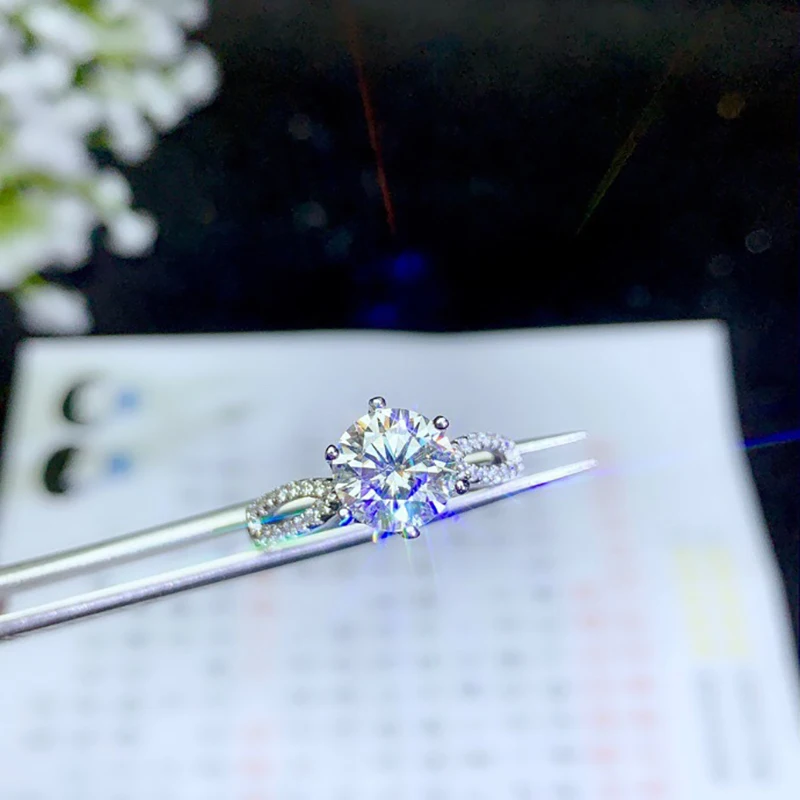 BOEYCJR 925 серебро 1ct/2ct/3ct F цвет Moissanite VVS обручальное свадебное кольцо с бриллиантом с национальным сертификатом для женщин