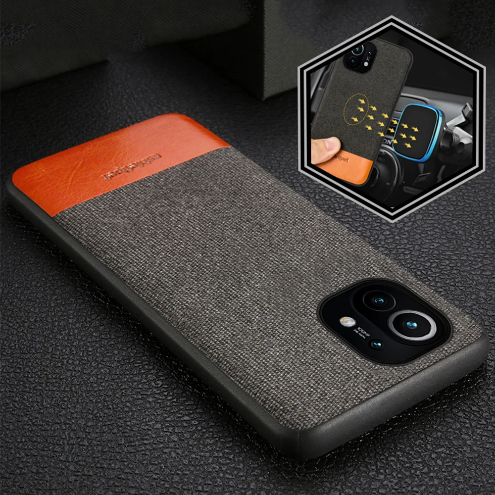 Чехол для xiaomi Mi 11 lite 10t 10 9 Redmi note pro 9s 8 8T 10s 7 магнитный тканевый | Мобильные телефоны
