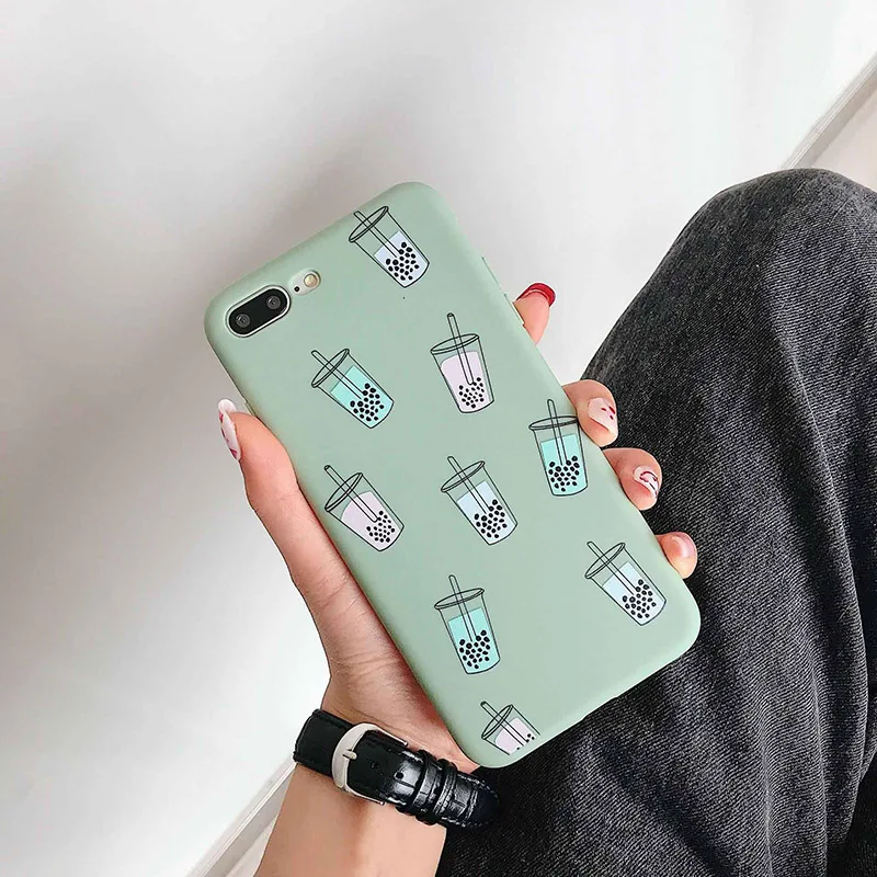 SUYACS, молочный чай, четырехугольный чехол для телефона, для iphone 7, 8 Plus, X, XS, MAX, XR, 6, 6 S, прозрачный Ультратонкий Мягкий чехол для телефона из ТПУ - Цвет: c (No Four-corner)