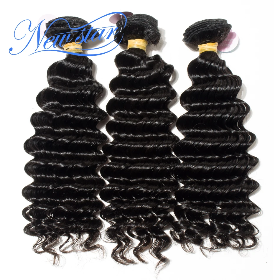 

New Star Deep Wave Brazilian Virgin Human Hair 3 Bundles Deal Hair Extension Cuticle Aligned Unprocessed Thick Hair Waving