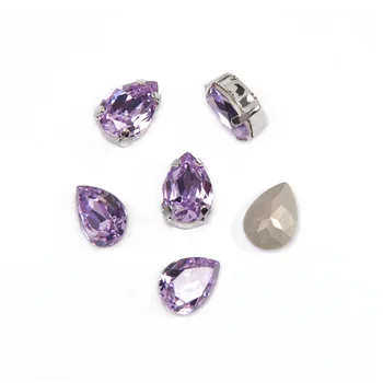 

Violet and Light Rose Drop Fancy Stones Glass Crystal strass sew on Pointed back rhinestones for Jewelry Craft Garment clothing